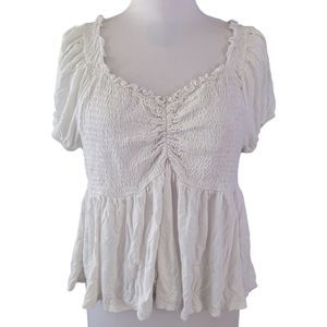 Babydoll Ruched White Top 3xl